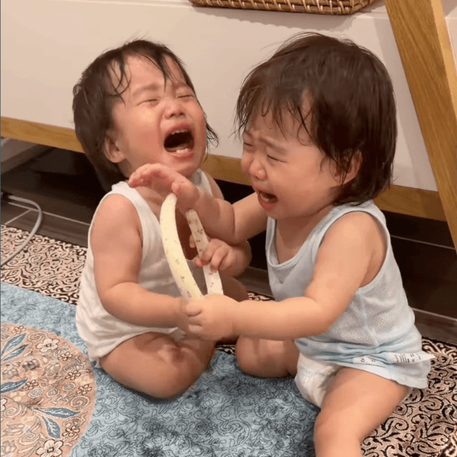 双子兄弟がケンカで大号泣…！そこに現れたのは…？（提供：@moontwins.0810さん）