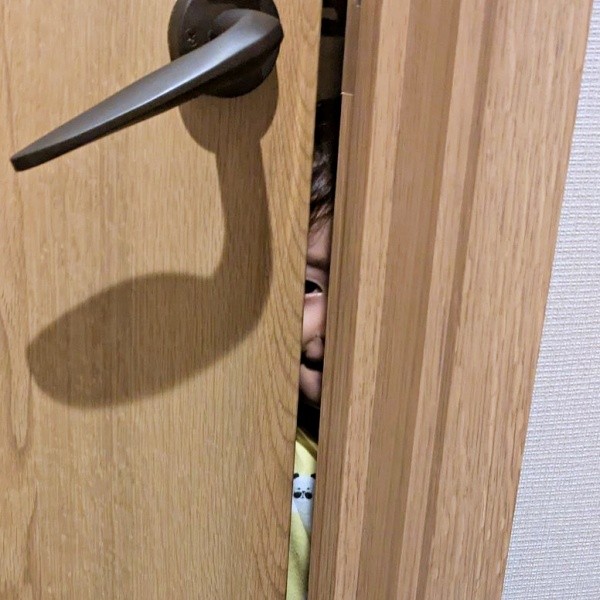 ふと見上げると…トイレにいるママをのぞく息子さん（画像提供：ちぬ 3yさん）