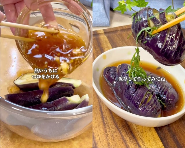 熱いうちにつゆをかけて、冷ましたら完成！（提供：@nao_yasasii_gohanさん）
