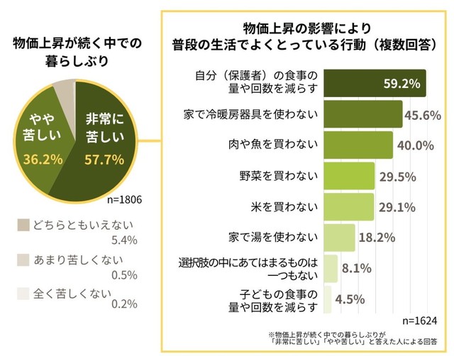 物価上昇が続く中での暮らしぶり・物価上昇の影響により普段の生活でよくとっている行動（提供画像）