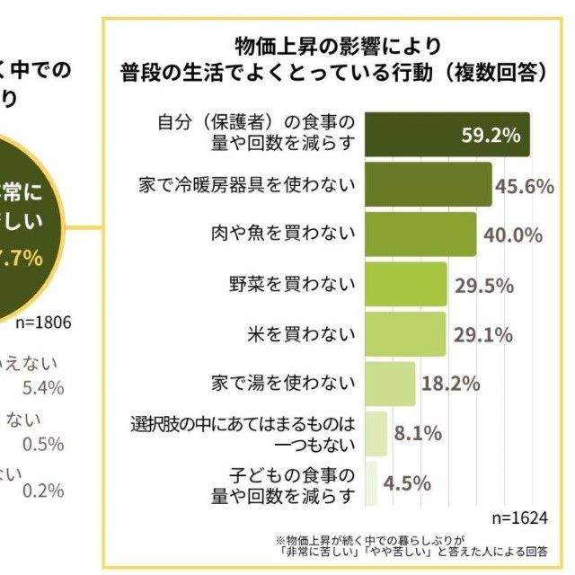 物価上昇が続く中での暮らしぶり・物価上昇の影響により普段の生活でよくとっている行動（提供画像）