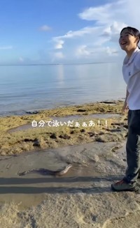 浅瀬で自力で泳いだウツボ／投稿主さん提供