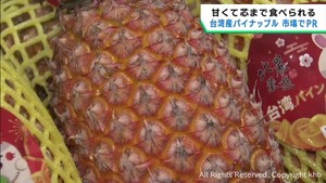 台湾産パイナップルをＰＲ　仙台市中央卸売市場でイベント