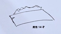 「男性 14才」が描いたアロワナ（画像提供：すこやかむいむいさん）