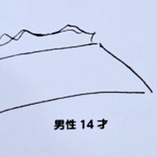 「男性 14才」が描いたアロワナ（画像提供：すこやかむいむいさん）