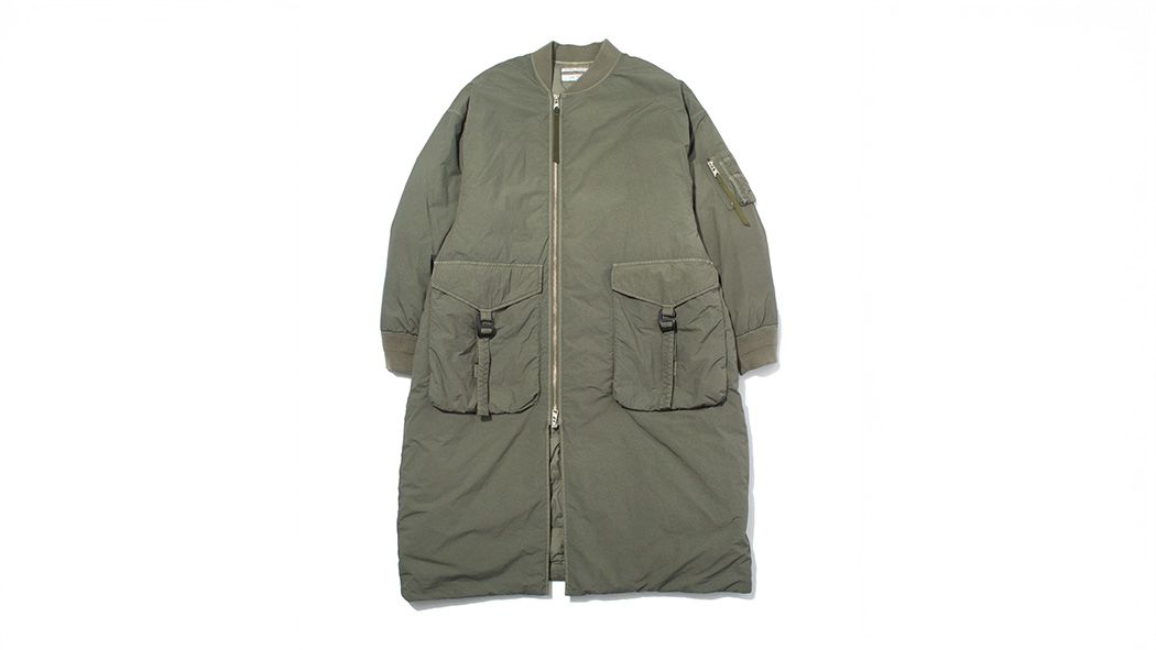 エフシーイーの「ガーメントダイ ダウン MA-1 ロングコート