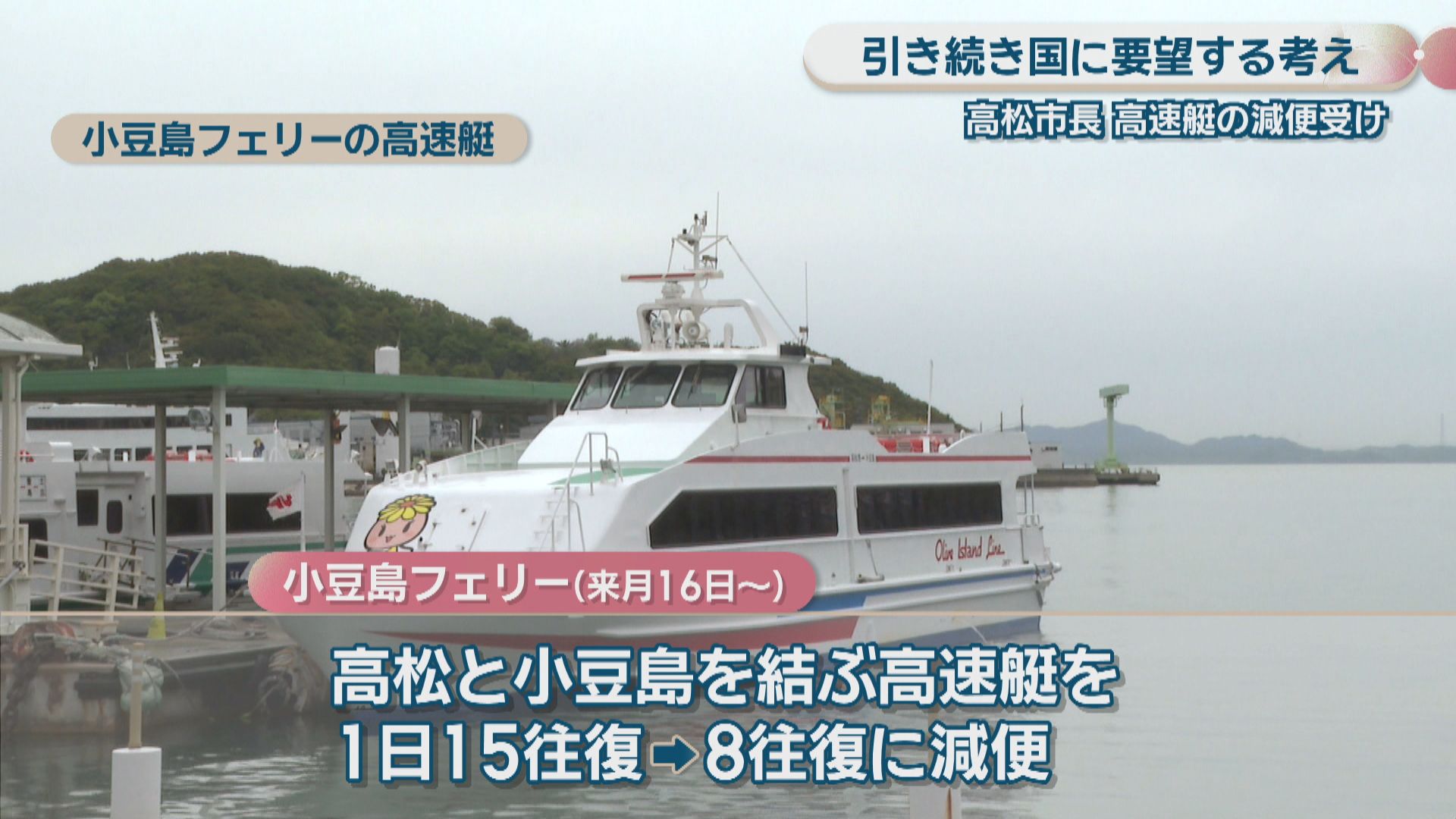 軽油価格高騰による小豆島フェリー高速艇減便を受け…高松市長