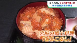 宮城県の秋の味覚はらこめし　サケの不漁と米の高騰で苦境に
