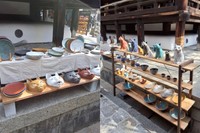 ２０２５年２月２２日猫の日に開催された六猫市では、猫にまつわる陶器などが販売された（斎藤さん提供）