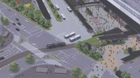 路面電車のJR岡山駅前への乗り入れ事業イメージ　提供：岡山市