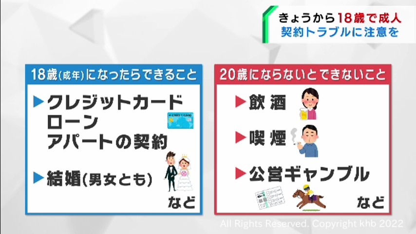 成人年齢引き下げ　宮城県の１８歳と１９歳からは戸惑いの声も | khb東日本放送