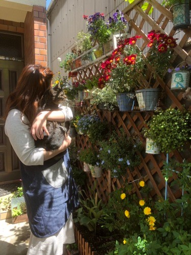 夫の友達の家の近くで保護された、こてつと夏子さん「こてつという名ですが女の子です」（夏子さん提供）