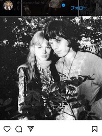 マリアンヌ・フェイスフルさんのインスタグラム＠mariannefaithfullofficialより