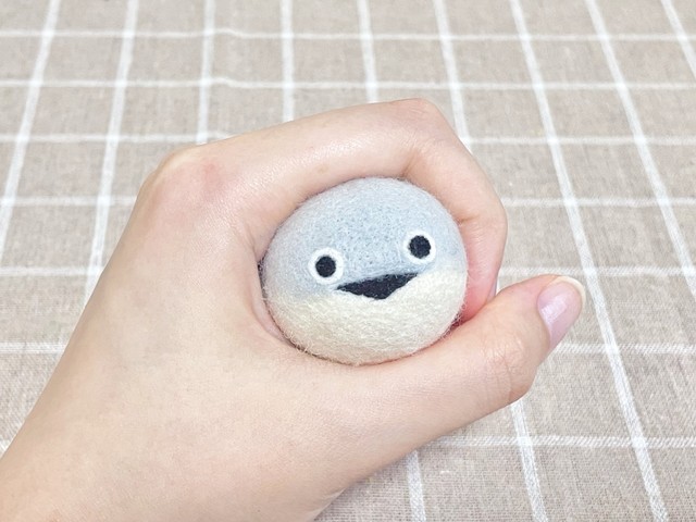 握られるサカバンバスピス（提供：みおっぺさん）