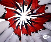 一致団結する日本代表。写真は第1回WDBC（一般社団法人日本ろう野球協会提供）