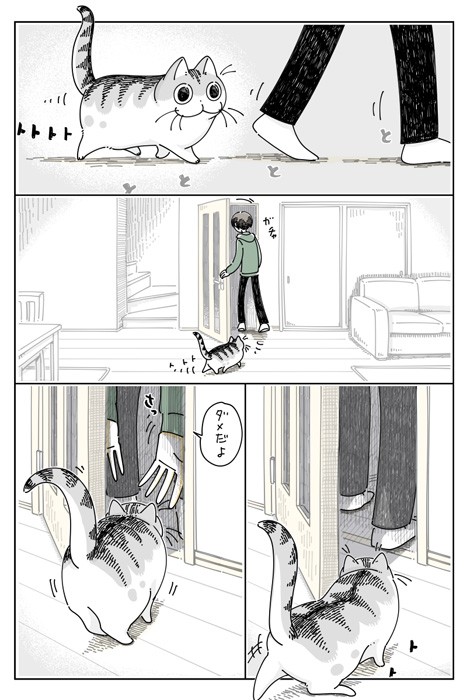 【漫画】「ドアをこじ開けるネコ」