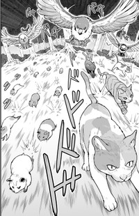 鳥、ネズミ、猫の集団が一斉に進軍するシーン　(C)梵辛/双葉社