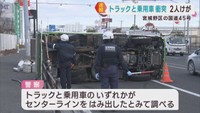 トラックと乗用車が衝突し２人けが　仙台・宮城野区