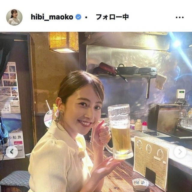 日比麻音子アナウンサーのインスタグラム＠hibi_maokoより