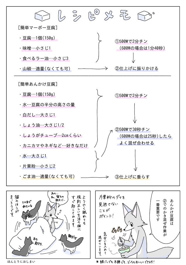 「真夜中に中華風豆腐を食べる話」おまけ (レシピ紹介) ※午後さん提供