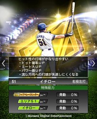 「プロスピA」に登場する「イチロー」の能力値