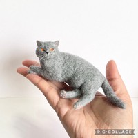 ブリティッシュショートヘアの猫ちゃん。羊毛フェルトの温かみが伝わる作品（画像提供：モリタさん）