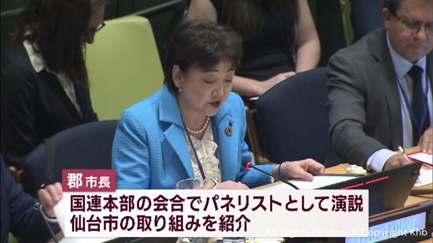 「仙台防災枠組」中間評価　ＮＹで仙台市長が演説