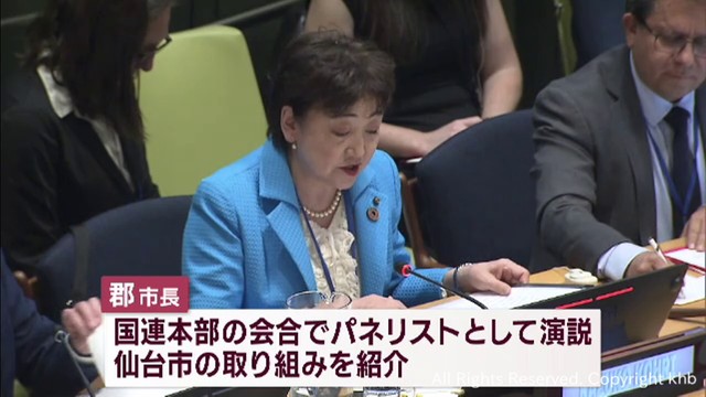 「仙台防災枠組」中間評価　ＮＹで仙台市長が演説