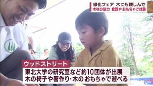 全国都市緑化フェアで木材にも親しむ　木工品づくりや木のおもちゃで遊ぼう！　仙台