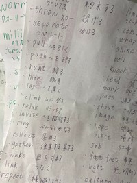 生前のお母さんがてつめ浪さんのために作ってくれた英単語帳（「てつめ浪」さん提供）