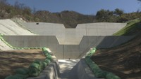 公開された治山ダムの工事現場　岡山市南区飽浦