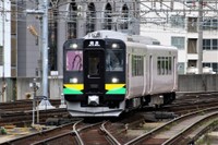 ピンクの車体が印象的な737系