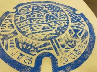 丸亀城をデザインしたマンホールをトートバックに転写