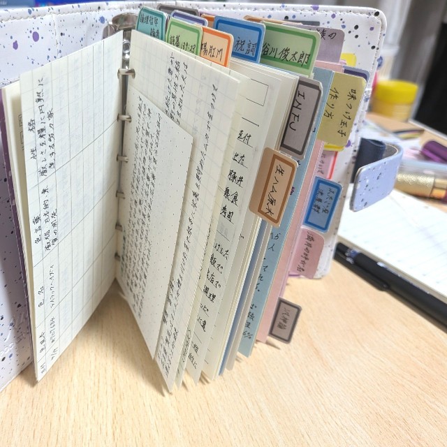 インデックスには「生ハム原木」「味付け玉子作り方」などの項目名が並ぶ／青蓮（@yorubara0619）さん提供
