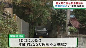 祖父の遺体放置した疑いで逮捕の男　祖父の年金不正受給の疑いで再逮捕　宮城・登米市