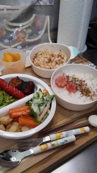 完成した“離乳食風”のお弁当／鬼瓦オタカさん（@onigawara.otaka）提供
