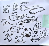 投稿者さんが記憶を頼りに描いてみた生き物たち（画像提供：すこやかむいむいさん）