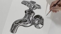 大森さんが描いた「蛇口」の鉛筆画（YouTubeチャンネル「大森 浩平 - Kohei Ohmori」より）