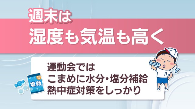 【天気予報】週末は湿度も気温も高い予想　運動会ではこまめに水分・塩分補給を　岡山・香川