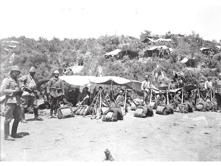 ガリポリ半島のトルコ軍兵士たち。塹壕で戦うどちらの陣営の戦闘員たちも似たような条件にさらされており、銃剣や弾丸に当たるのと同じくらいの確率で病気にかかった。Bain Collection, Library of Congress, LC-DIG-ggbain-20342