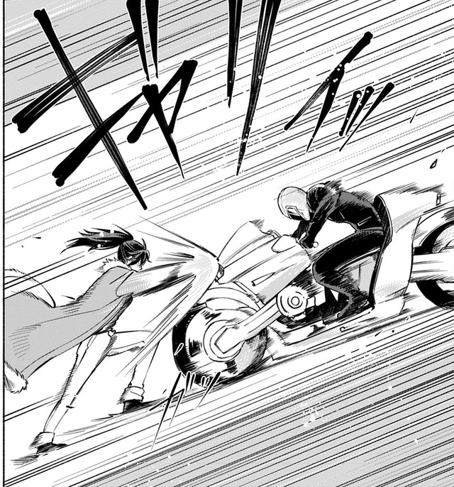 素手で突進してきたバイクを止める肉子　Ⓒ赤信号わたる／竹書房