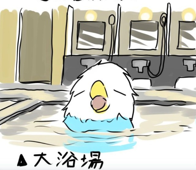 ほしさんが「これは外せない」と語る大浴場／ほしさん（@hoiruka_oekaki）提供