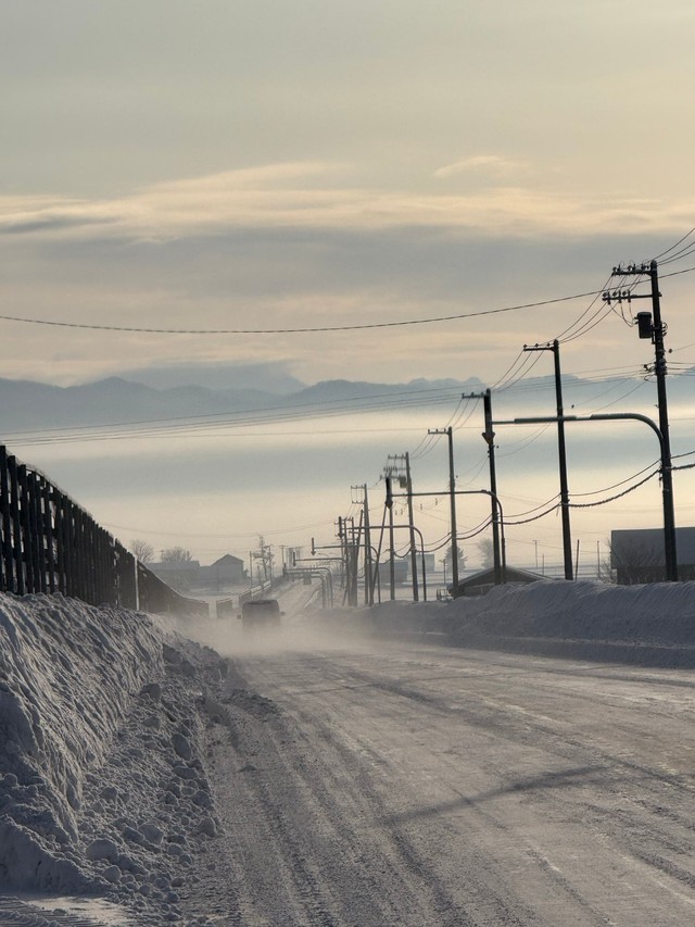 冬の北海道の雪道／大島良平さん（@BrunaRacing）提供