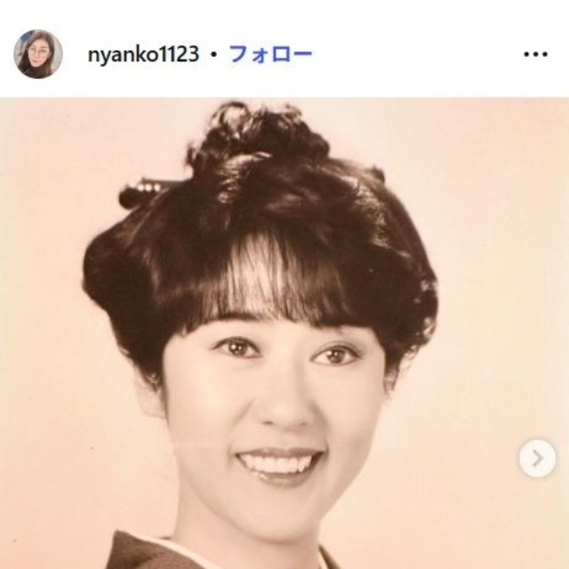 十勝花子さんの若い頃　十勝令子のインスタグラム@nyanko1123より(2024年8月21日)