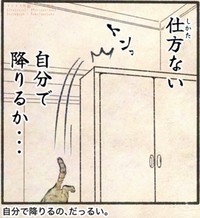 いつもは人の手を借りるのに、誰もいない時は自力で降りる　©Uguisu Utako