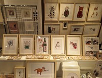 「新宿にゃあ博」に展示された川上麻衣子の絵画作品＝都内の小田急百貨店新宿店