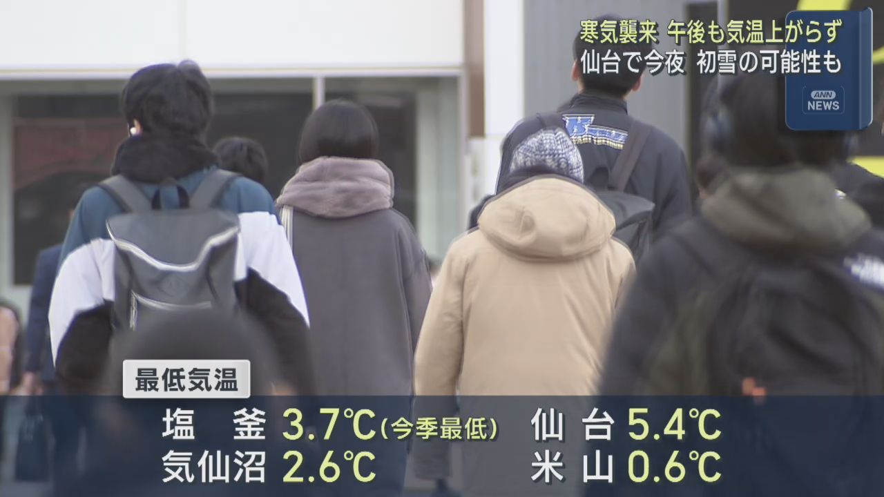 今季一番の寒気　宮城県各地で冷え込む