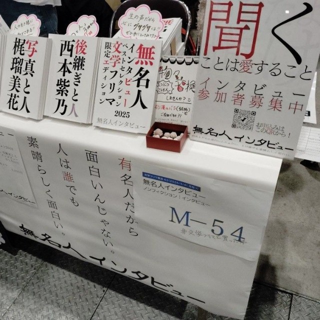 インタビューをまとめた本を文学フリマで販売したことも