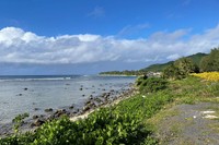 クック諸島ラロトンガ島の海岸＝2022年6月24日、荒ちひろ撮影