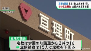 宮城・亘理町議会議員選挙告示　定数１６人に対し定数割れの１５人が無投票当選